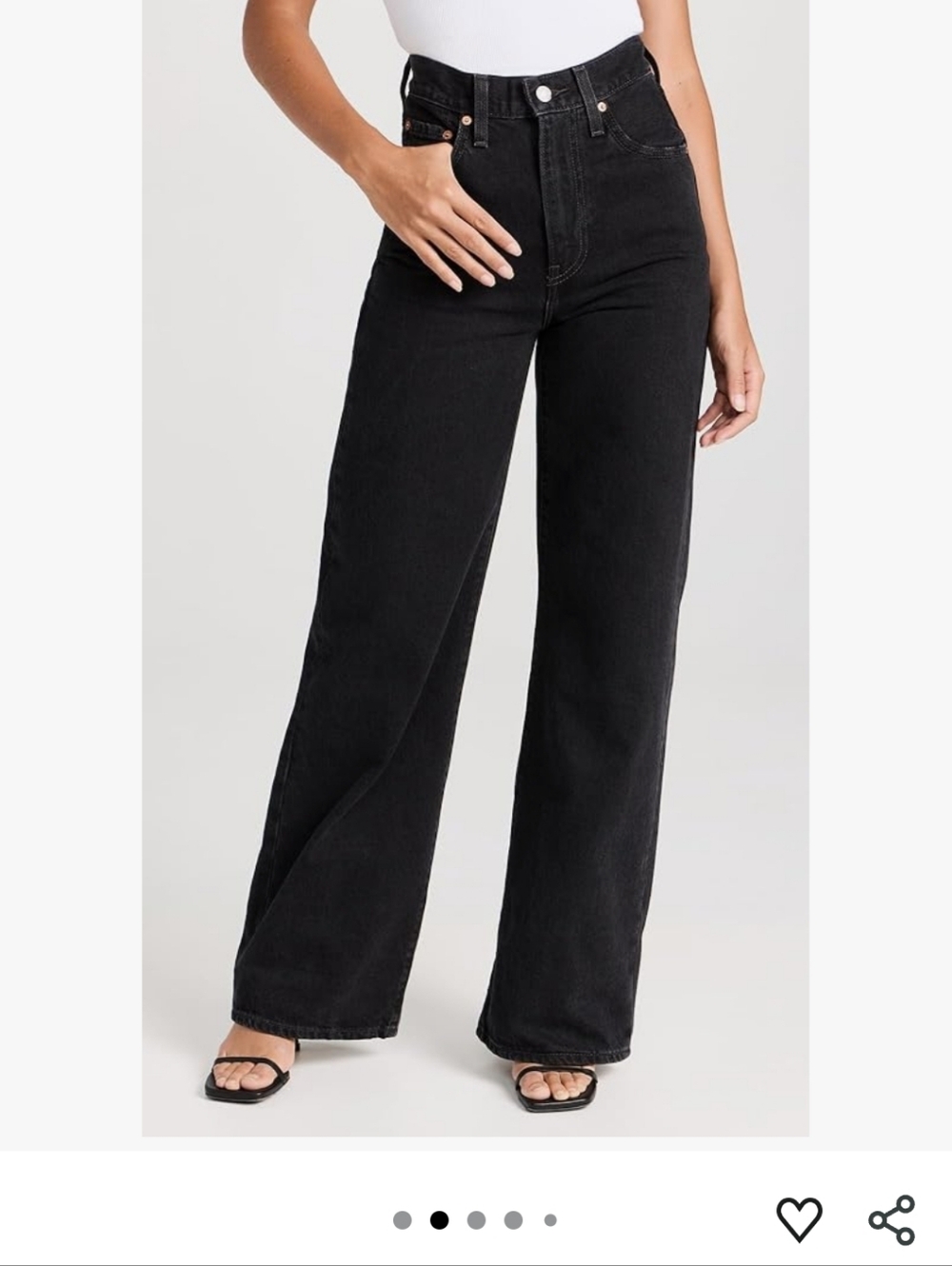 Levi's Black High-Rise Wide Leg Jeans - Picture 3 of 7